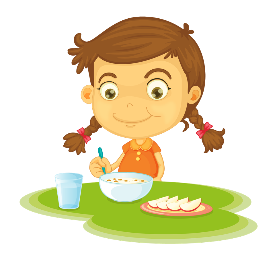 Rysunek dziewczynki jedzącej śniadanie